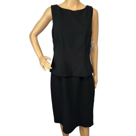NWT David Warren NY Layered Sheath Dress Black Sleeveless Button Back Size 8 - Picture 1 of 9